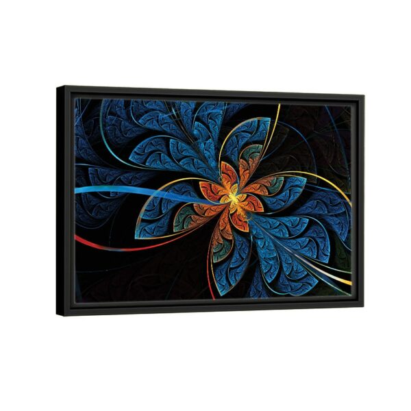 blue fractal framed canvas black frame