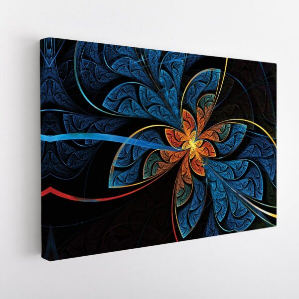 blue fractal stretched canvas