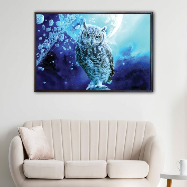 blue owl floating frame canvas