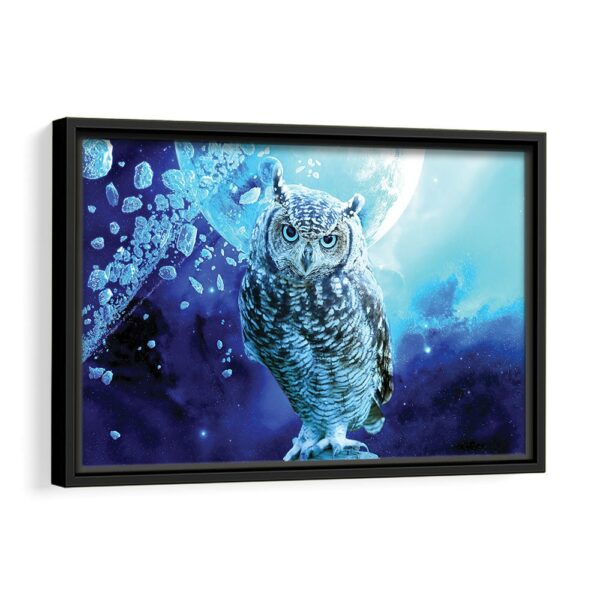 blue owl framed canvas black frame