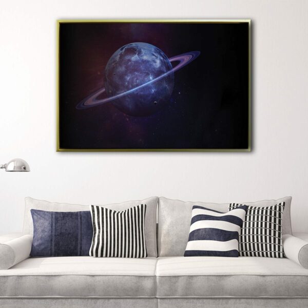 blue saturn floating frame canvas