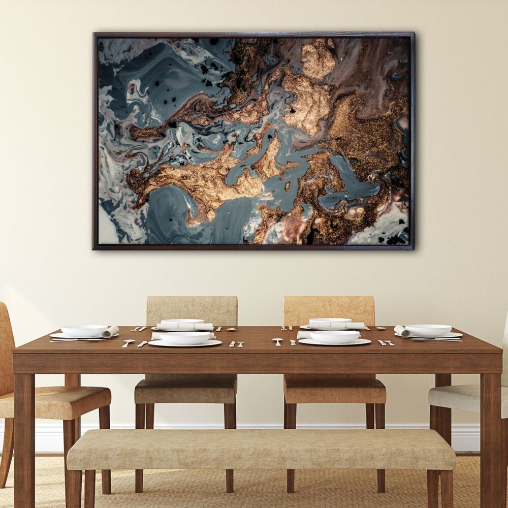 bronze marble floating frame canvas