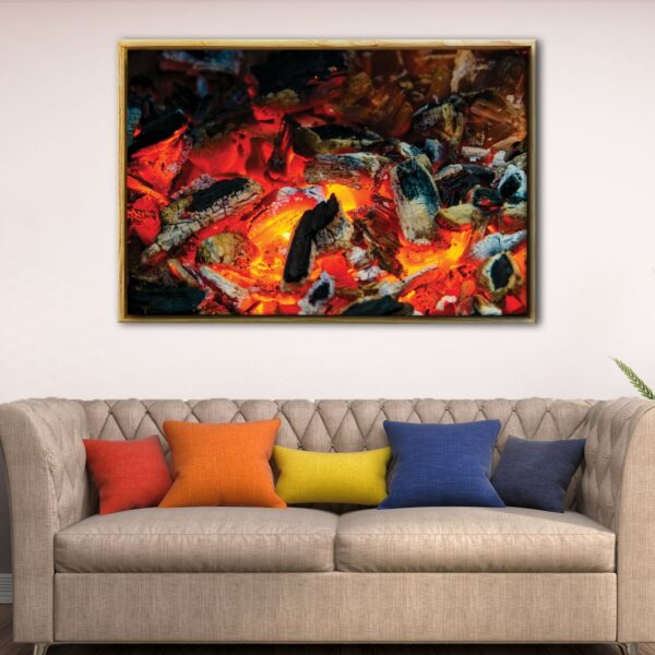 burning charcoal floating frame canvas