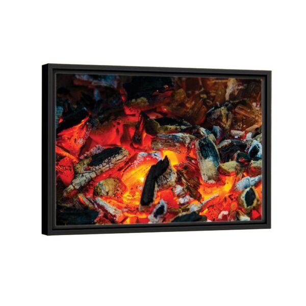 burning charcoal framed canvas black frame