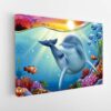 cartoon dolphin stretched canvas