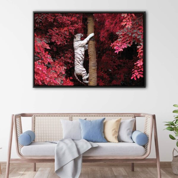 climbing tiger floating frame canvas