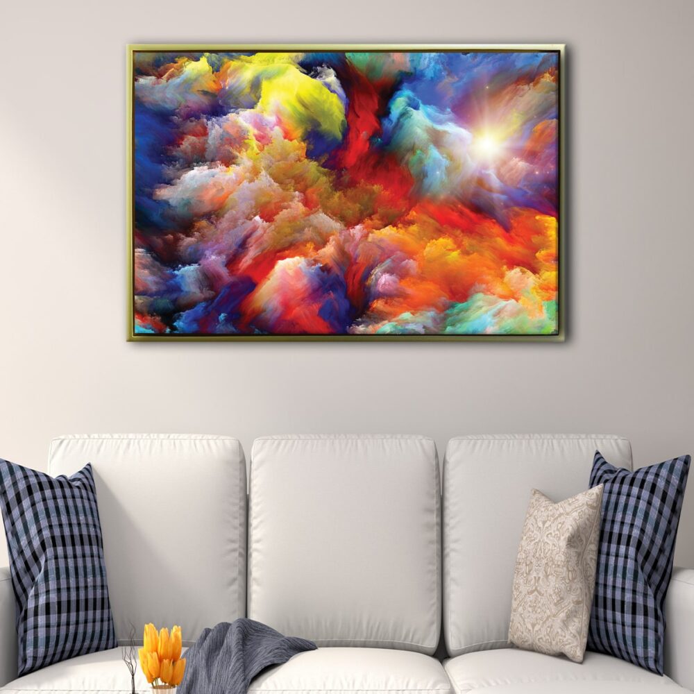 tableau nuages colorés avec cadre flottant