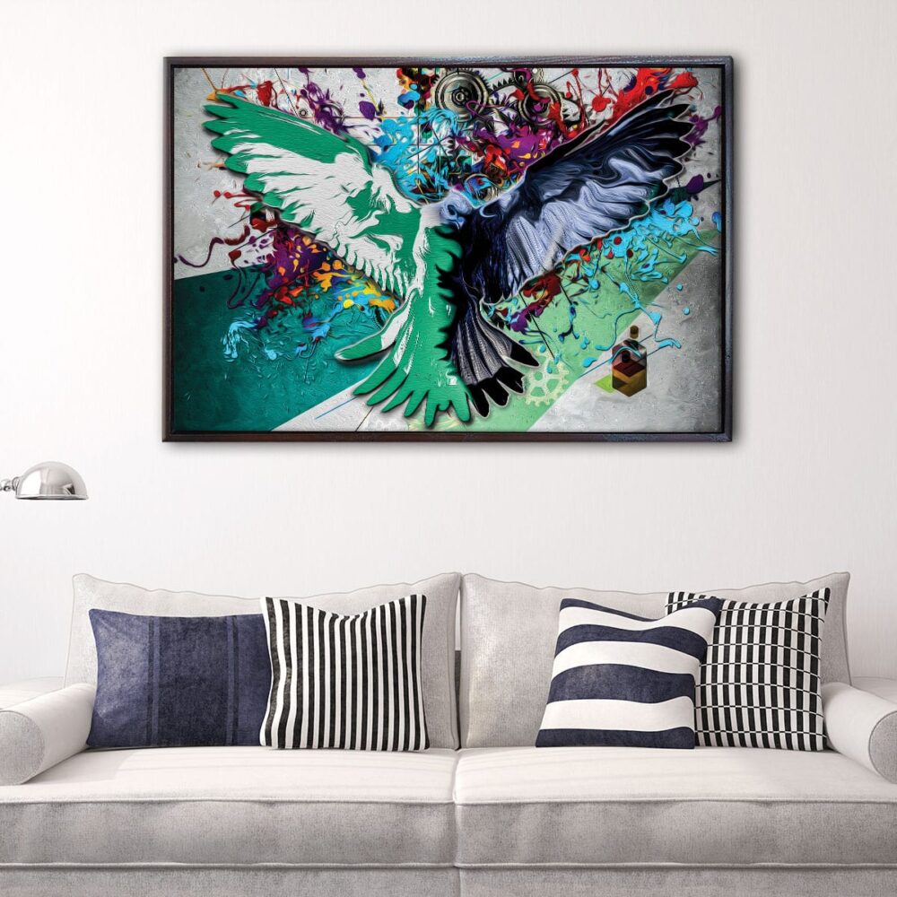 colorful eagle floating frame canvas