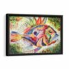 colorful fish framed canvas black frame
