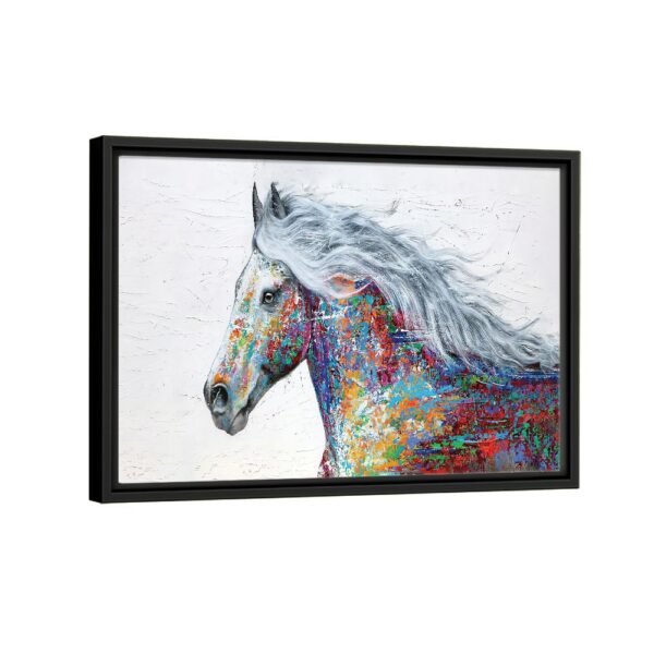 colorful horse framed canvas black frame