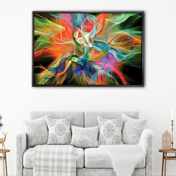 colorful lines floating frame canvas