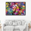 colorful lion floating frame canvas