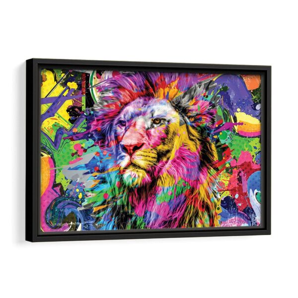 olorful lion framed canvas black frame