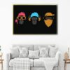 colorful wise monkeys floating frame canvas