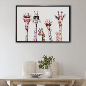 cool giraffes floating frame canvas