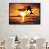 dolphin sunset floating frame canvas