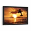 dolphin sunset framed canvas black frame