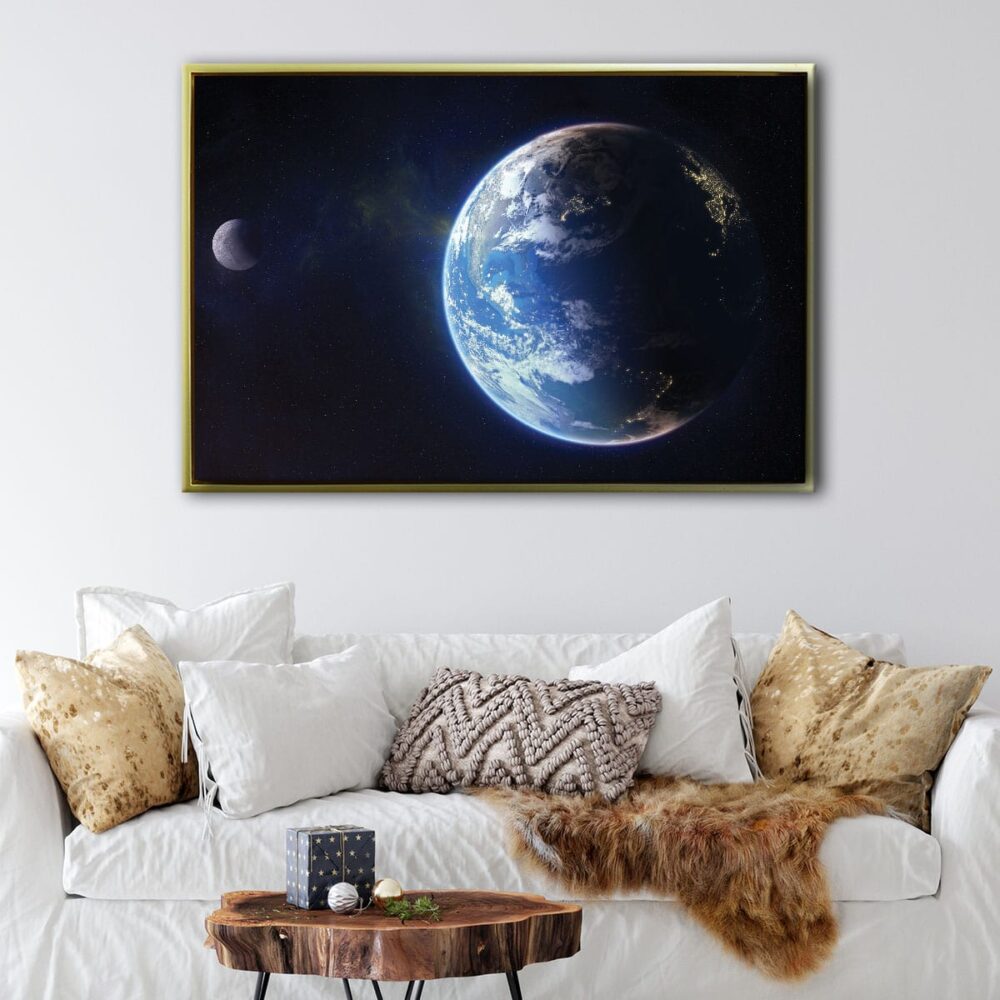 tableau terre et lune avec cadre flottant