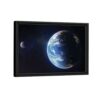 earth and moon framed canvas black frame