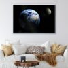 earth in dark floating frame canvas