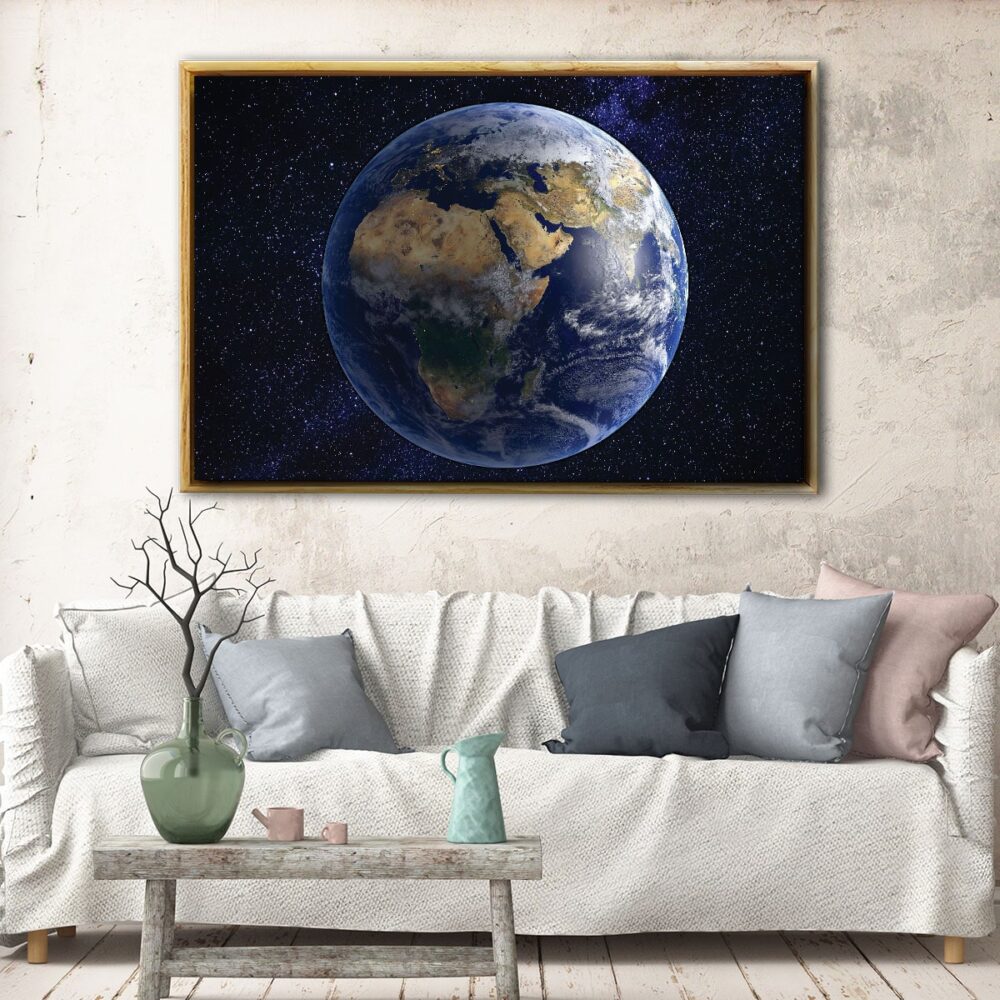 earth under stars floating frame canvas