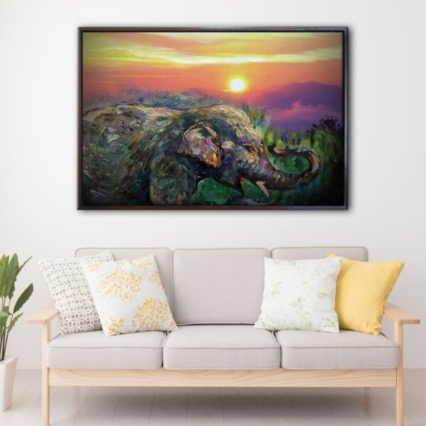 elephant giclee floating frame canvas