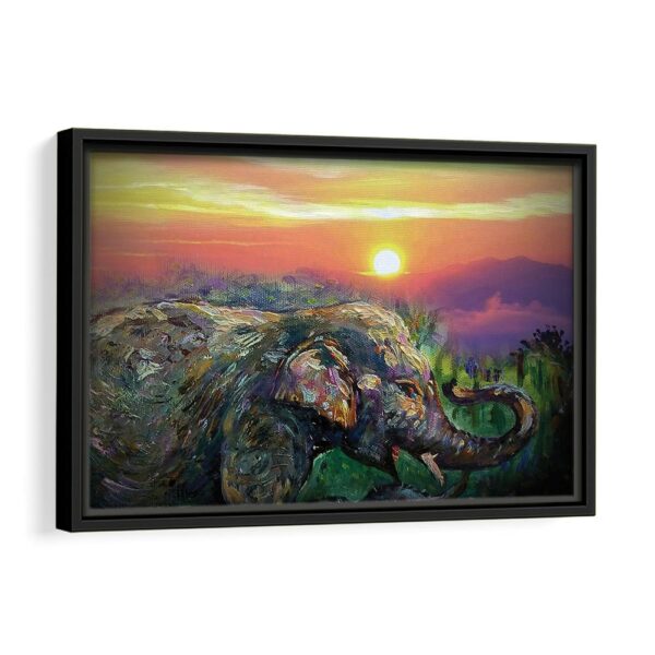 elephant giclee framed canvas black frame