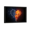 fire and water heart framed canvas black frame