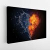 fire and water heart stretched canvas