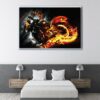 fire motorcycle floating frame canvas