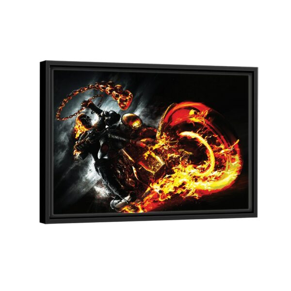 fire motorcycle framed canvas black frame