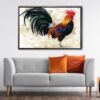 french rooster floating frame canvas