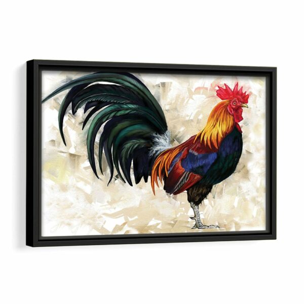 french rooster framed canvas black frame