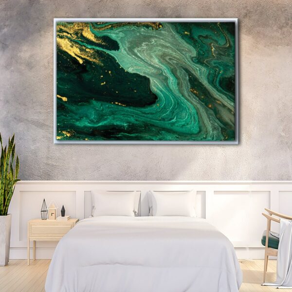 green marble floating frame canvas