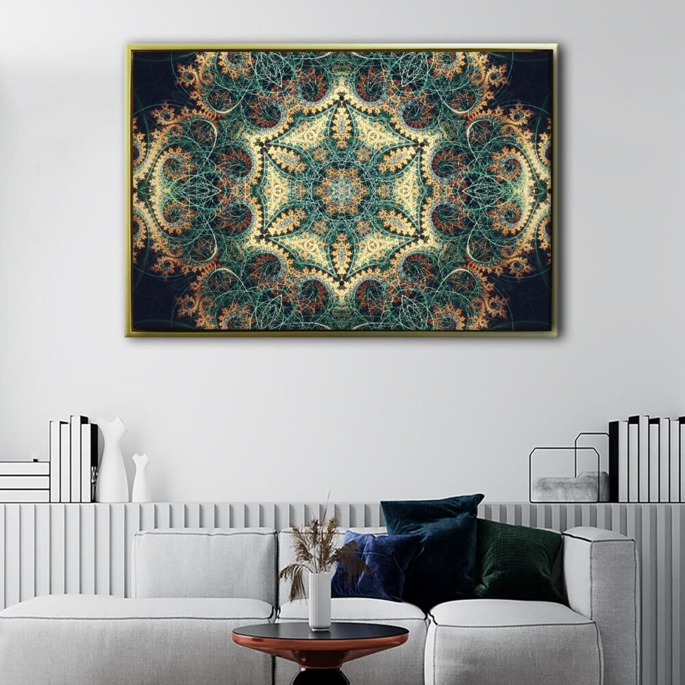 tableau fractale mandala avec cadre flottant