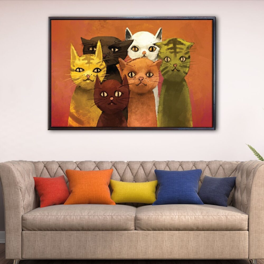 nursery cats floating frame canvas