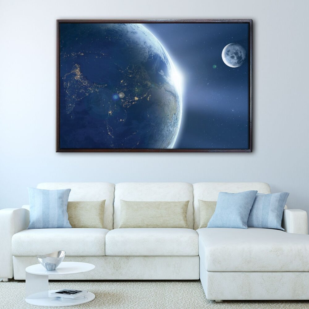 planet earth floating frame canvas