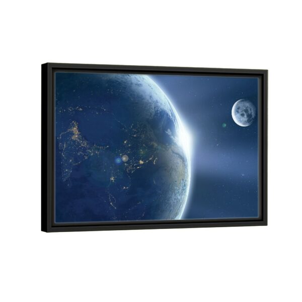 planet earth framed canvas black frame