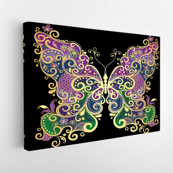 rainbow butterfuly stretched canvas