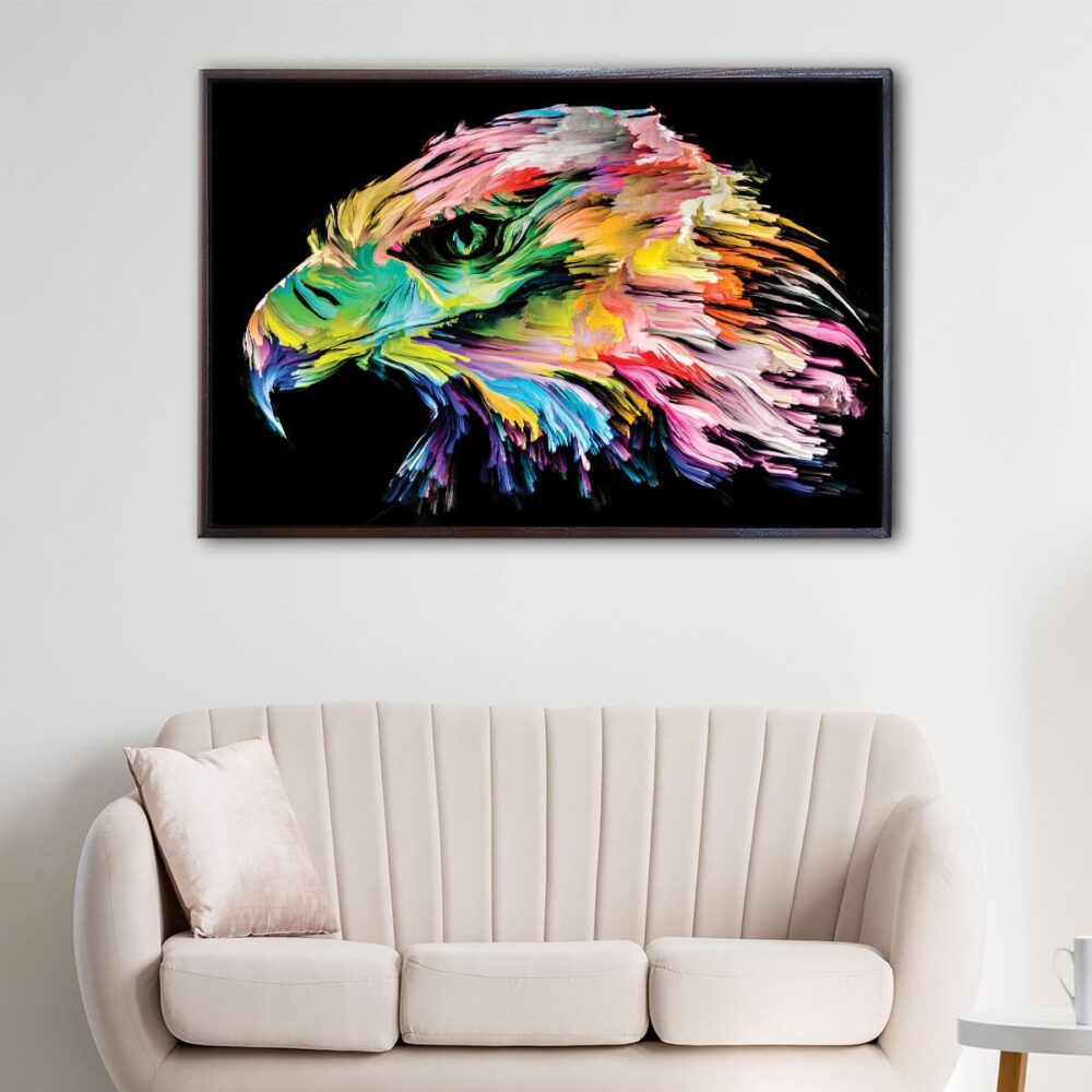 rainbow eagle floating frame canvas