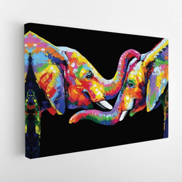 rainbow elephants stretched canvas