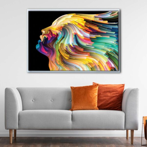 rainbow face floating frame canvas