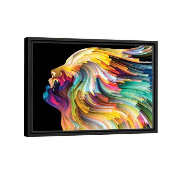 rainbow face framed canvas black frame