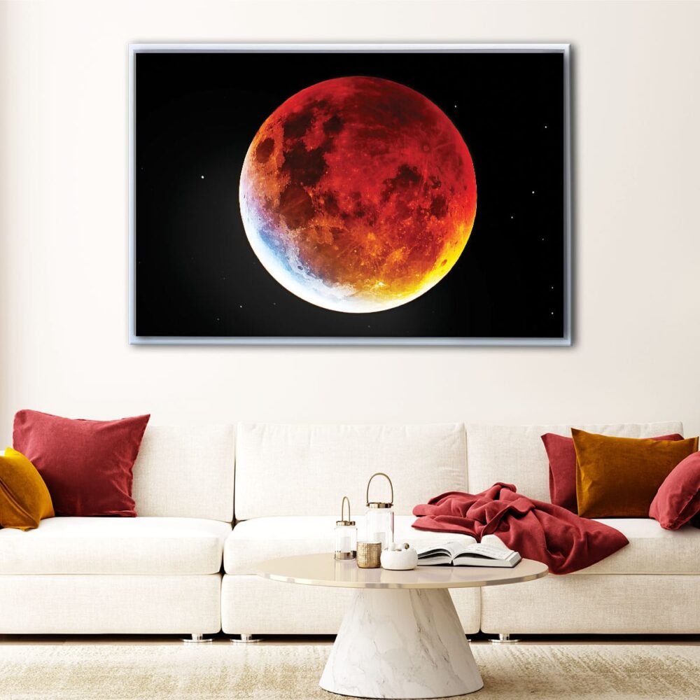 red moon floating frame canvas