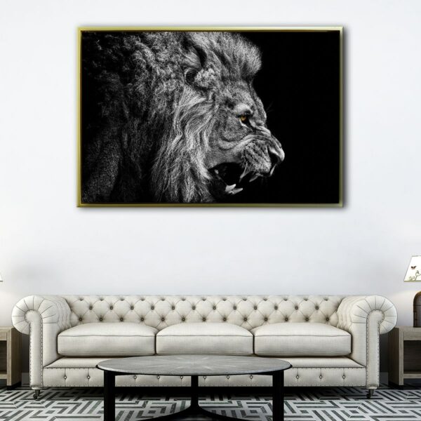 roaring lion floating frame canvas