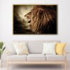 roaring lion fog floating frame canvas