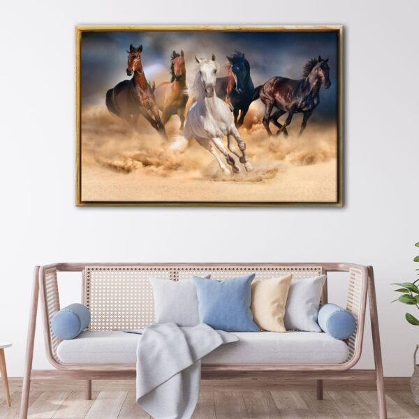 running horses floating frame canvas