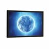 shiny blue moon framed canvas black frame