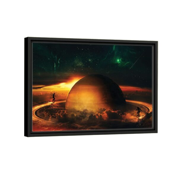 surreal planet framed canvas black frame