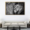 thinking lion floating frame canvas